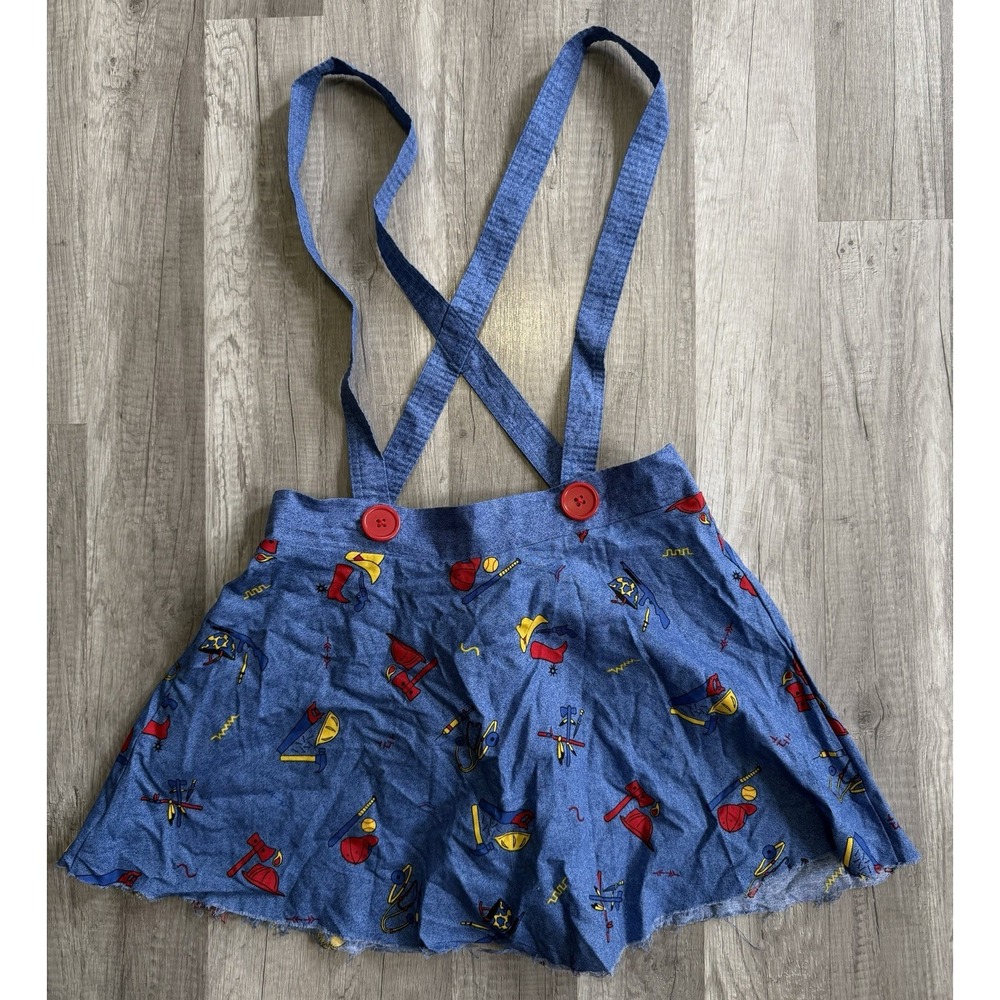 Spirit Halloween Chucky Costume skirt womens Medium 30" waist suspenders blue - Picture 3 of 16